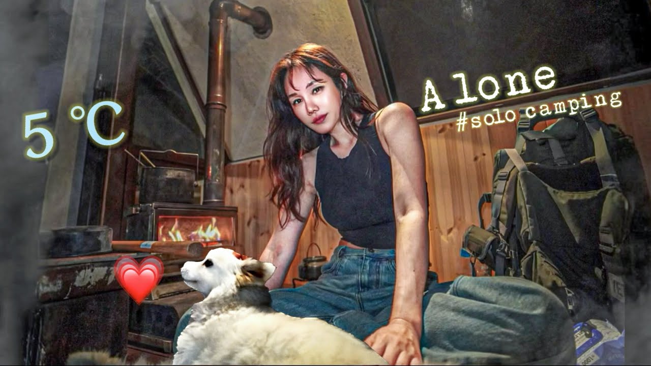 поход в теплую хижину с первой встреченной собакой / кукурузный макколли / одиночный кемпинг