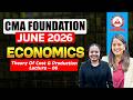 CMA Foundation Free Lectures | Economics | Theory Of Cost & Production Part 6 | June & Dec 26