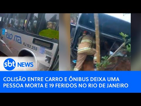 Video colisao-entre-carro-e-onibus-deixa-uma-pessoa-morta-e-19-feridos-no-rio-de-janeiro