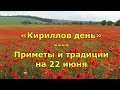 Народный праздник «Кириллов день». Приметы и традиции на 22 июня.