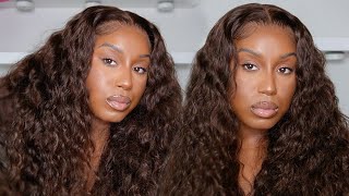 GLUELESS WIG INSTALL: BROWN WATER WAVE HAIR • PERFECT FOR SUMMER VACATION | ASTERIA HAIR