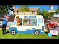 Jannie and Ellie Pretend Play Selling Ice Cream from Ice Cream Truck Toy