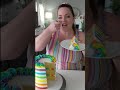 My first striped cake! 😭🌈 Should I do more shorts???   #cake #rainbow #satisfying