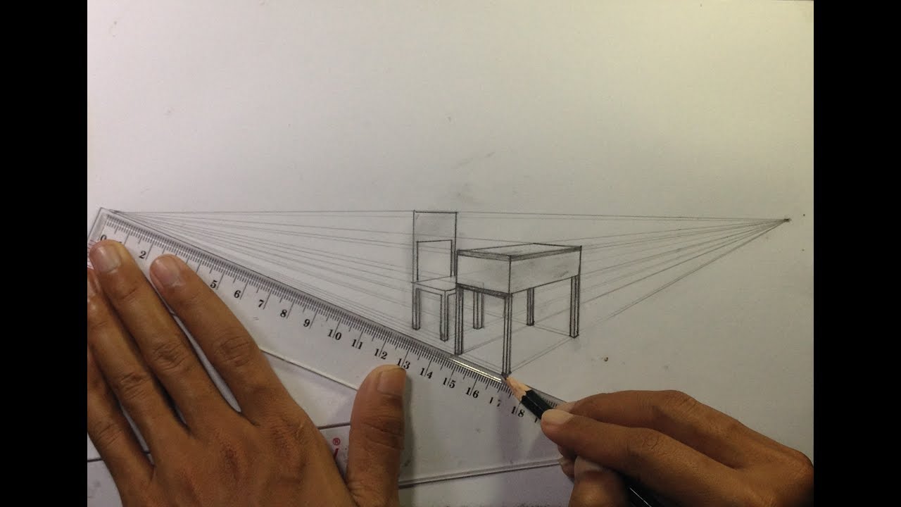 How To Draw School Desks And Chair In Two Point Perspective Youtube