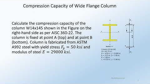 STDN101-104-135: Determine the compression capacity of a wide flange column as per AISC 360-22.