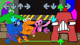 All Rainbow Friends Hulk vs Alphabet Lore A | Kissy Missy In A Vent - FNF mod (Animation)