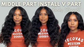 20 MIN BIG WAND CURLS!!! Super Easy Kinky Straight V Part Wig Install Ft UNiceHair