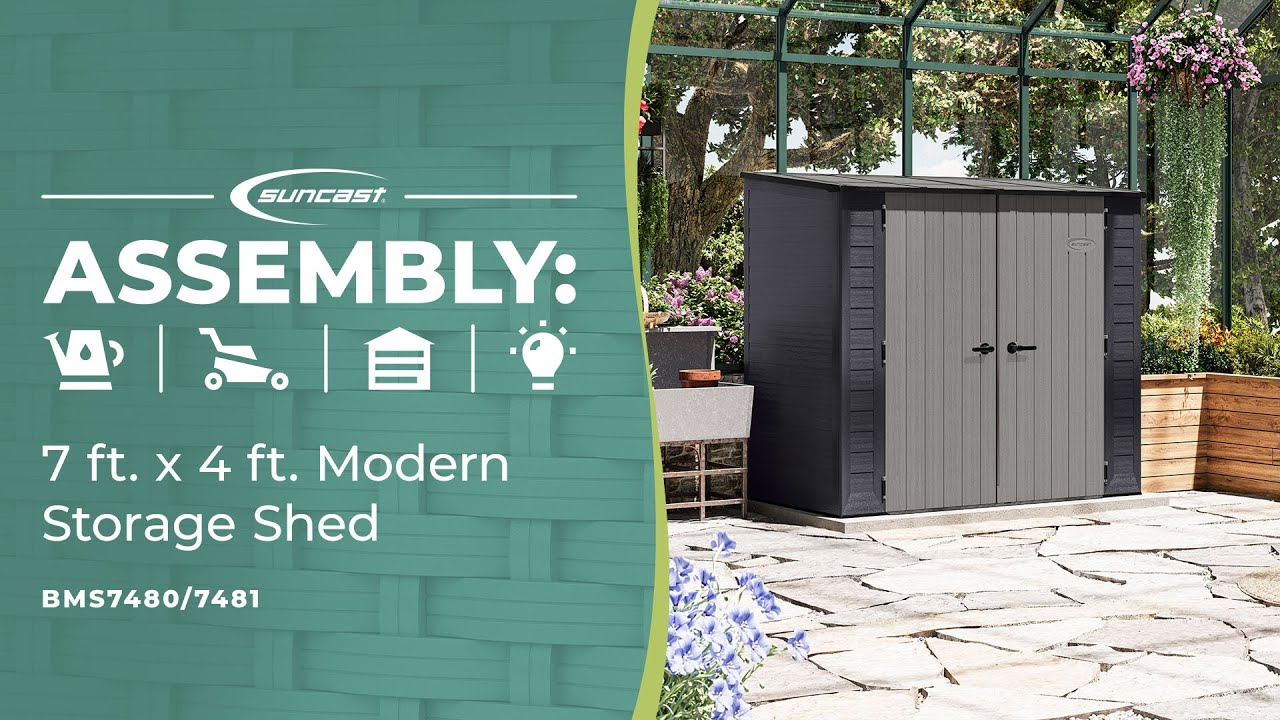 Suncast 7 ft. x 4 ft. Modern Storage Shed Assembly Video - YouTube