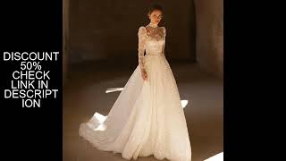 Eightree Princess A-Line Wedding Dresses Boho Long Sleeves Appliques Bridal Dress Elegant Wedding Ba