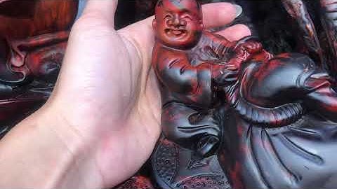 Di lặc vác đào gỗ trắc đỏ đen - TƯỢNG GỖ XƯỞNG NGUYEERNC HỒNG 0987336318