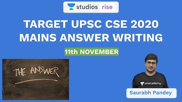 11th November | Mains Answer Writing | Target UPSC CSE/IAS 2020 | Saurabh Pandey