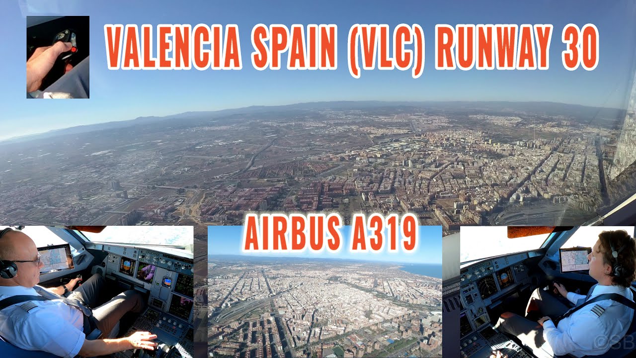 Valencia (VLC), Spain | Airbus approach and landing on runway 30 | pilots + cockpit view | 4k