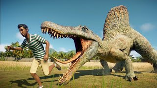 2x SPINOSAURUS vs 2x T-REX vs 2x INDOMINUS (DINOSAURS BATTLE) - Jurassic World Evolution 2