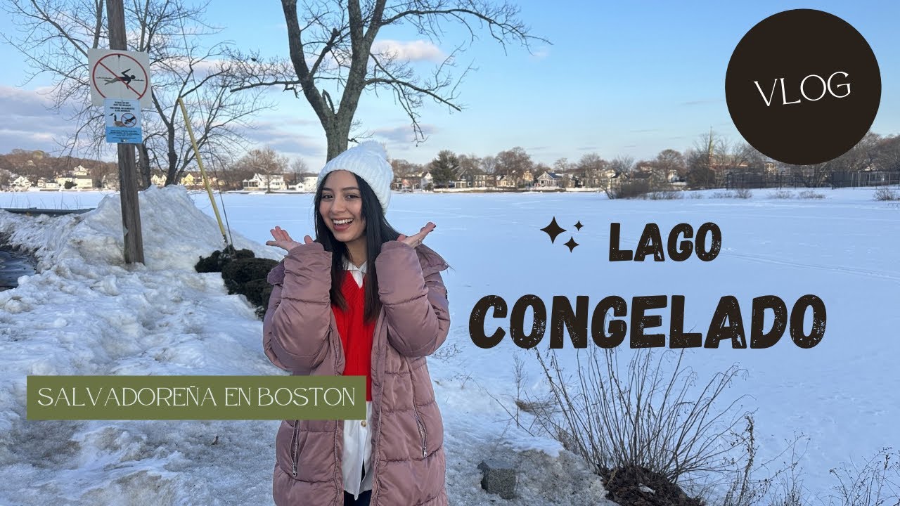 🥶CASI ME CONGELO😱¿CAMINARÍAS SOBRE EL LAGO?  #lago #boston #frio #nieve #salvadoreña 