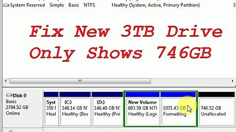 How to Fix Partition New 3TB Drive Only Shows 746GB