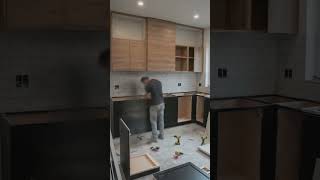 From Old Kitchen to Modern Luxury ✨ Black &amp; Wood Minimal Kitchen Transformation@GenesisDesignStudio3