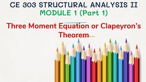 CE 303 SA II MODULE I - THREE MOMENT EQUATION OR CLAPEYRON