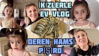 DEREN HAMSİ PİŞİRDİ | İKİZLER GECE BALKONDA ŞARKI SÖYLEDİ| YORULUYORUM| KİRAZ ÇİÇEKLERİ |GÜNLÜK VLOG