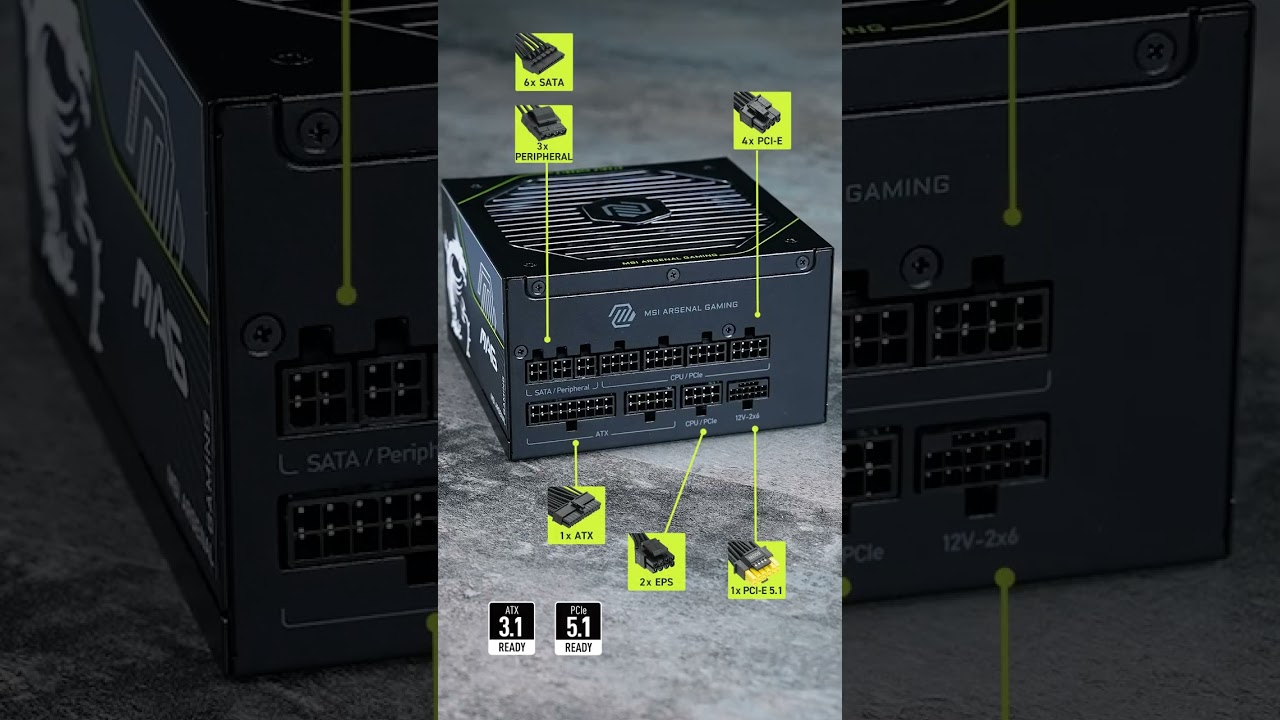 MSI MAG A1200PLS PCIE5, Fully Modular Gaming 1200W Power Supply
