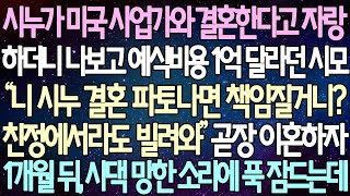 (반전 사연) 시누가 미국 사업가와 결혼한다고 자랑하더니 나보고 예식비용 1억 달라던 시모 곧장 이혼하자1개월 뒤, 시댁 망한 소리에 푹 잠드는데 /사이다사연/라디오드라마
