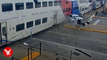 Driver ditches SUV moments before high-speed train collision