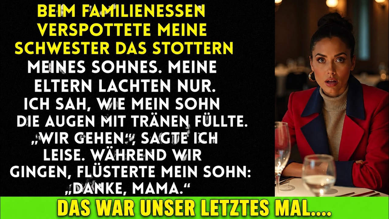 Beim Familienessen verspottete meine Schwester das Stottern meines Sohnes – Meine Eltern lachten nur