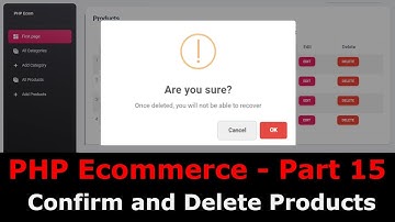 PHP Ecom Part 15 : How to confirm and delete product in PHP MySQL | Sweet Alert Confirm and delete