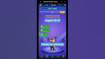 August 26-27 Daily Cipher Today Hamster Kombat #hamsterkombat #gaming #game #puzzlegame #puzzle