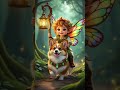 Fairy child sitting on the dog