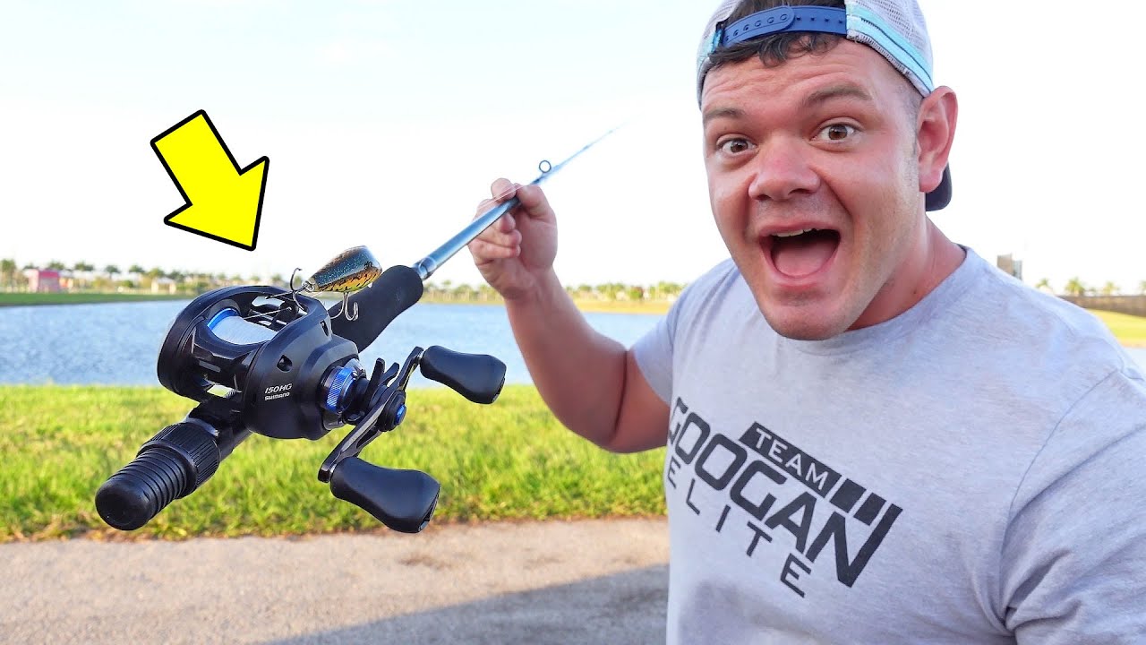 casting reel on a fly rod Baitcaster Reel Fly Fishing Rod Challenge!