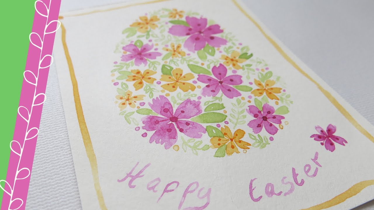 Easy EASTER EGG Flower CARD in Watercolor - YouTube