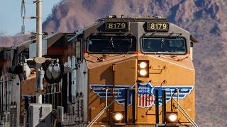 Trackside in VR180: UP8179 Eastbound Stack Train at Red Rock, Arizona