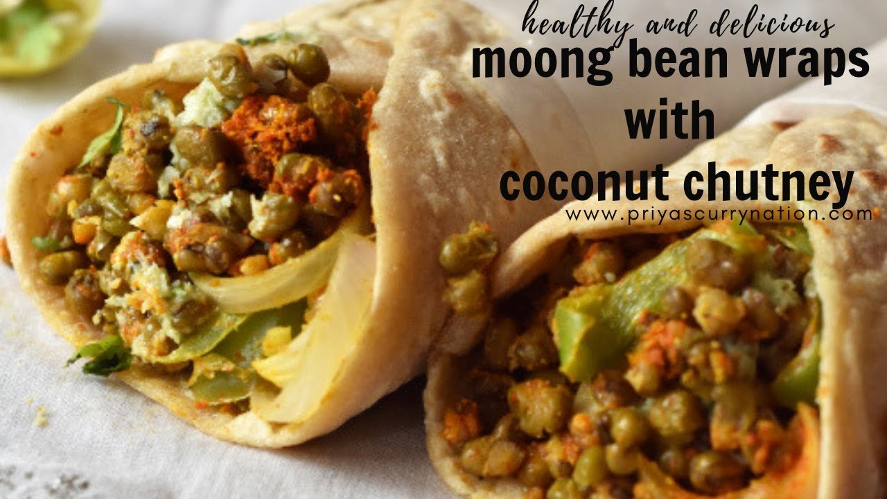 mung bean wraps with coconut chutney (moong frankie) recipe - YouTube
