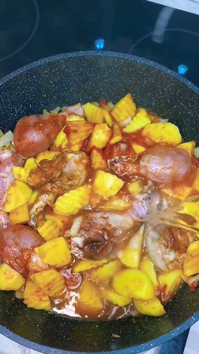 Курица с картофелем в сковородке,рис с овощами и кукурузой 🥗# ...