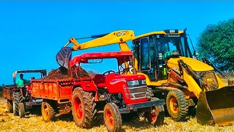 JCB 3DX plus eco xpert full with Mahindra 575 and Mahindra sp 275 di trolley loading JCB video