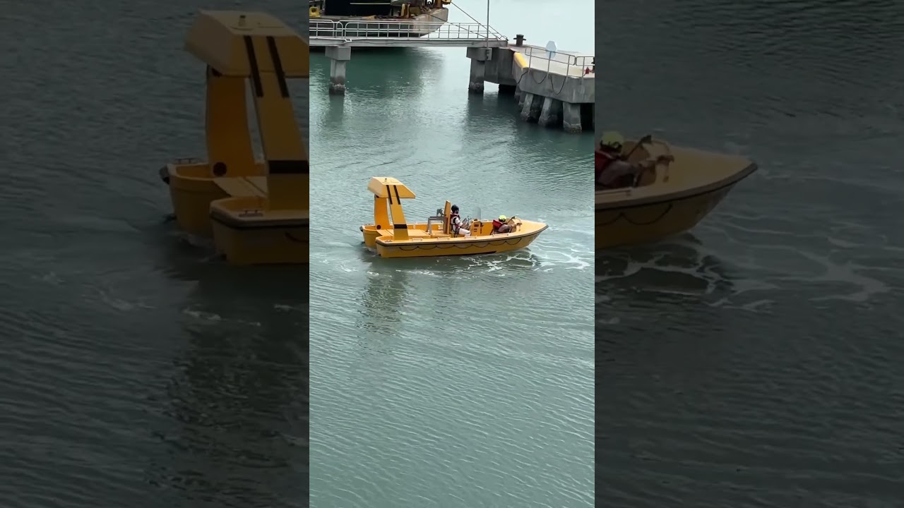 Rescue boat Testing Disney wish #disneywish #rescue #drill #manoverboard #viral