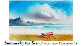 Summer by the Sea  a Watercolour Painting Demonstration | Loose Style | Primary Colour Scheme