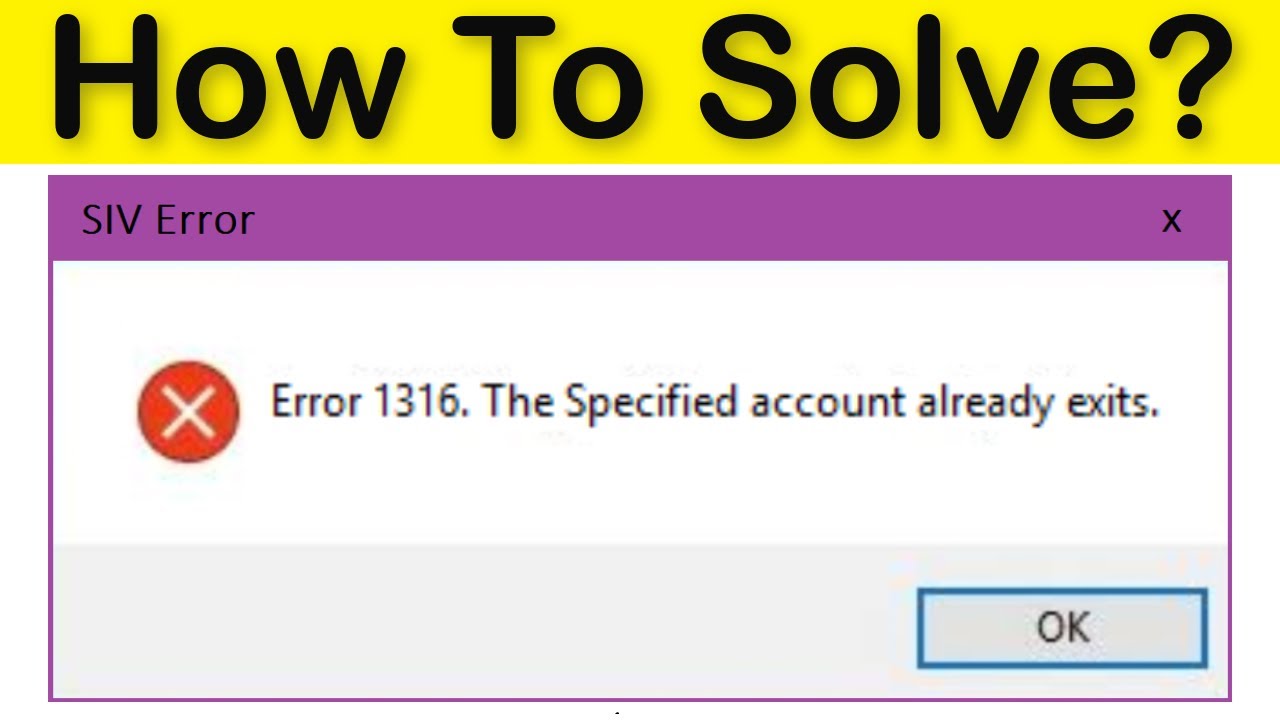 error 1001 คือ  Update  How To Fix Error 1316  -  \