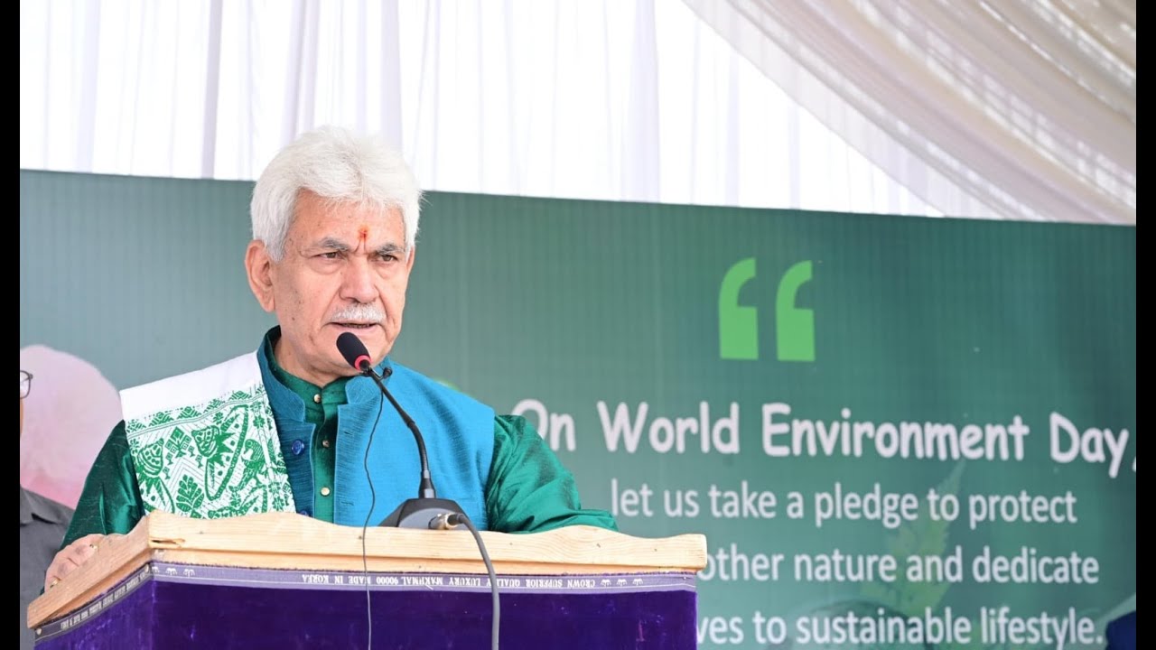 Lt Governor Manoj Sinha addresses conference on “Our Land, Our Future” at Srinagar