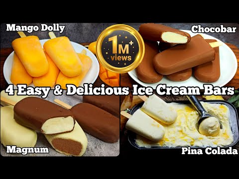 4 Easy Homemade Ice Cream Recipes  Chocobar, Pina Colada, Magnum, Mango Dolly  Summer Special