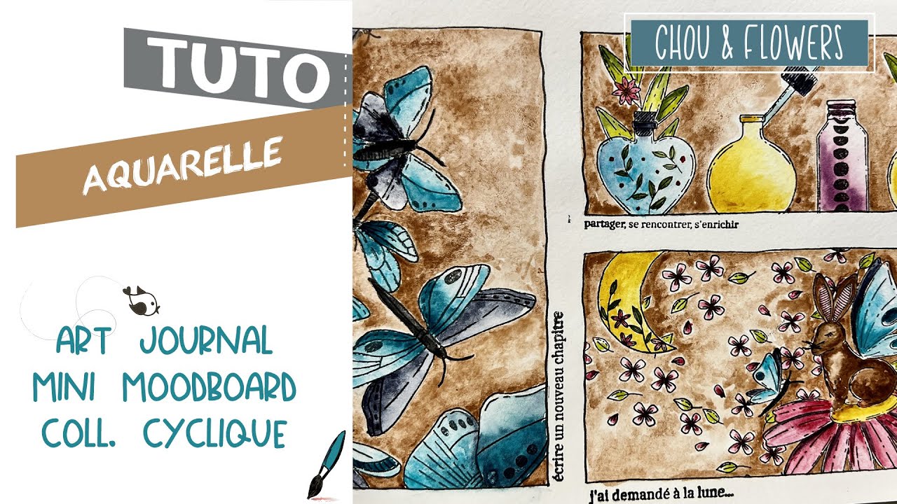 tuto aquarelle : mini moodboard cyclique youtube - YouTube