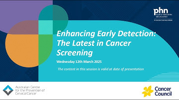 Enhancing early detection: The latest in cancer screening (13 March 2025)