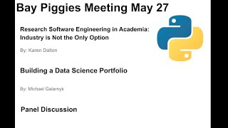 BayPiggies May 2021: Career Advice and Options for Pythonistas