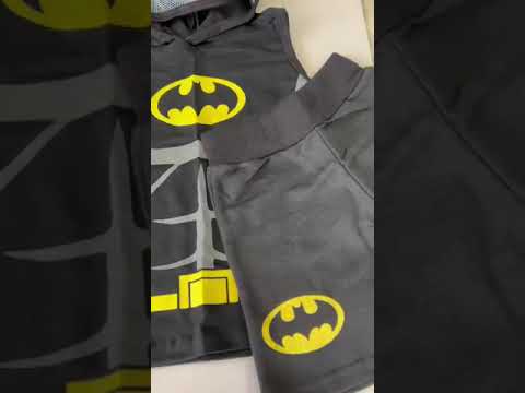 Conjunto infantil temático Batman, inclui shorts e blusa do tamanho 2 ao 8