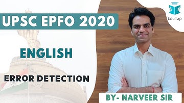 UPSC EPFO 2020 | English | Error Detection | MCQs | Lecture 20