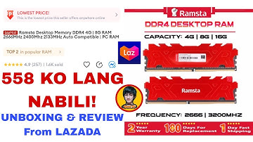 RAMSTA DESKTOP MEMORY DDR4 4GB 8GB RAM 2666MHZ 2400MHZ 2133MHZ PC UNBOXING & REVIEW From LAZADA
