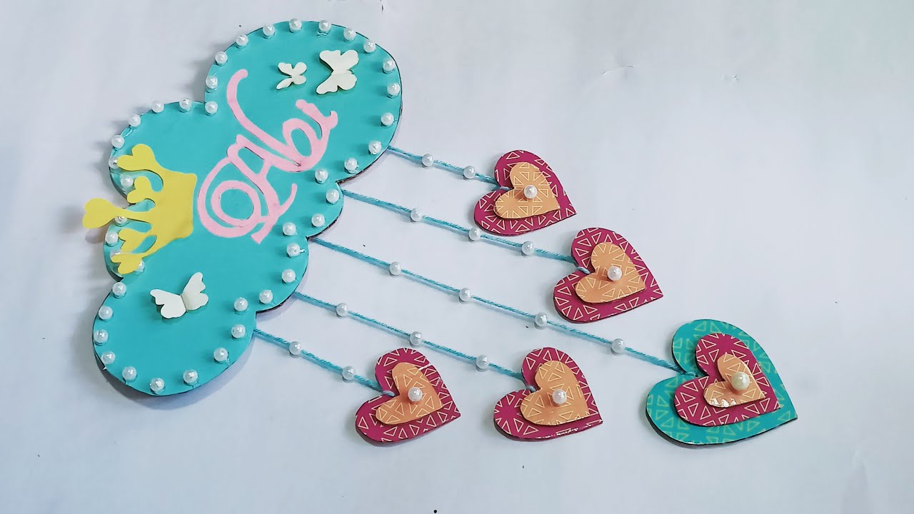 Name wall hanging ideas/card board wall hanging with name/paper wall