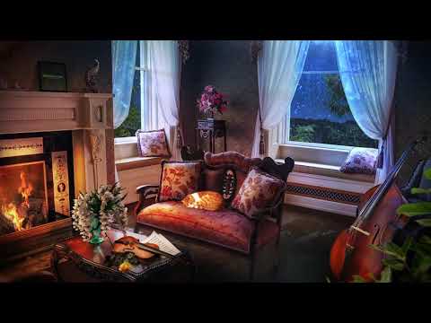 Rainy Night Victorian Room Ambience with Soft Rain and Fireplace Sounds | Sleep & Study Sounds
