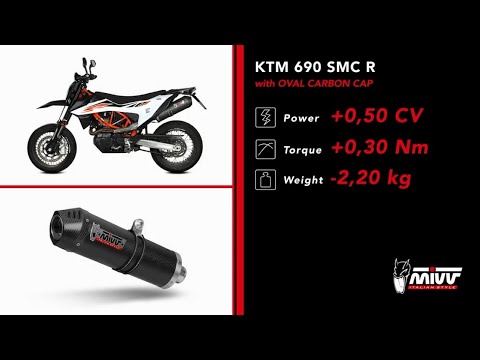 SILENCIEUX MIVV OVALE TITANE CARBONE KTM SMC 690 R 2020-2023 vidéo