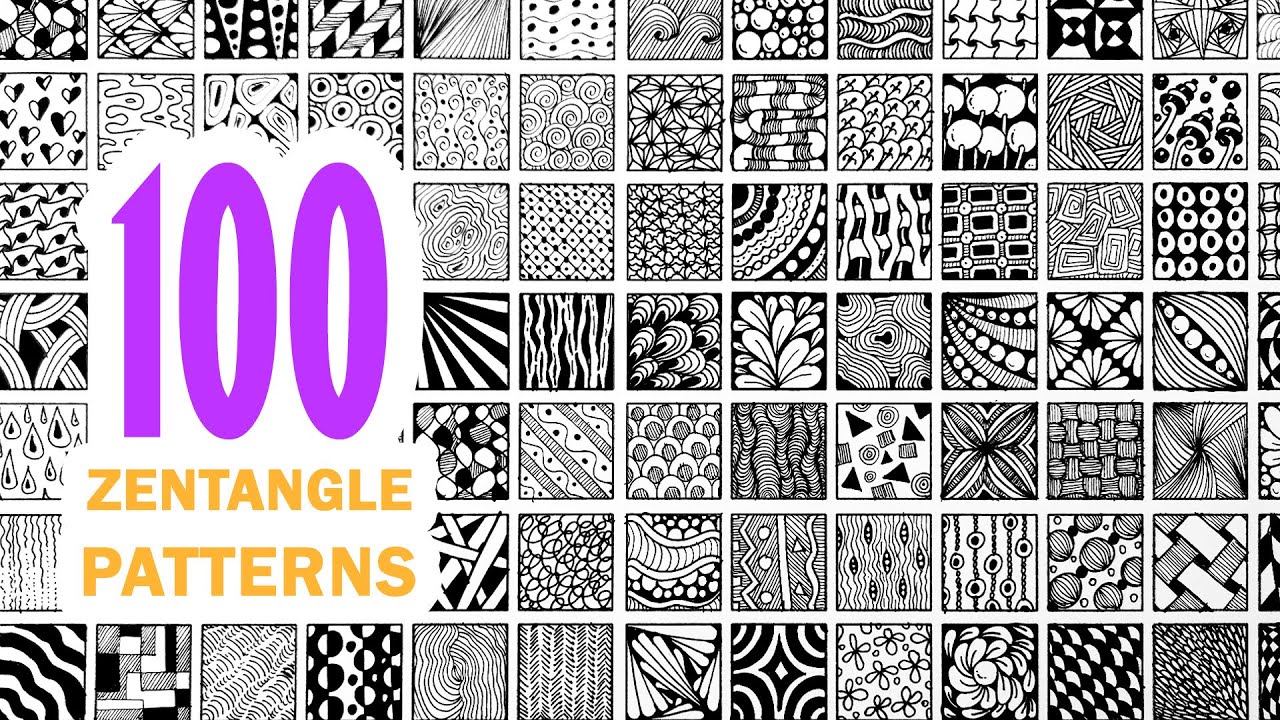 100 zentangle patterns 100 doodle patterns 100 mandala patterns - YouTube